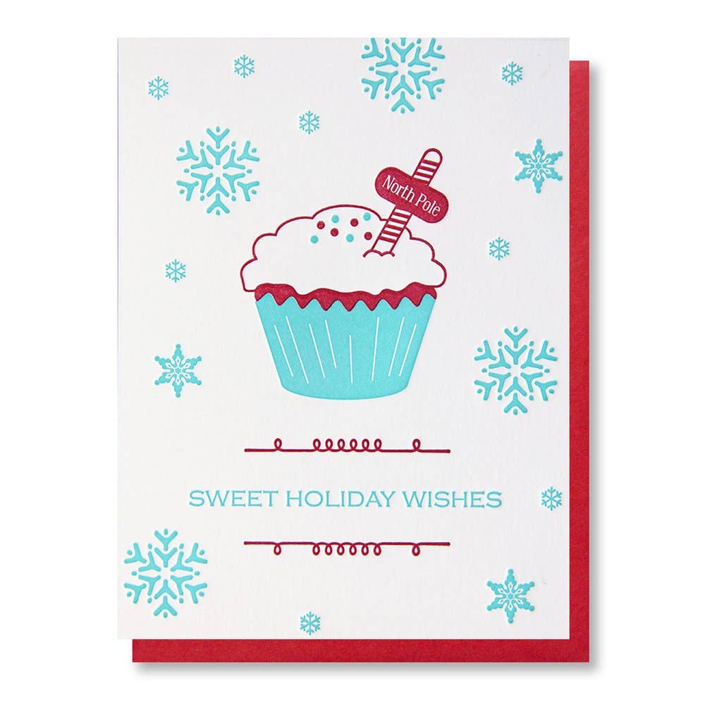 Kiss and Punch - Wholesale Christmas Card - Cupcake Holiday Christmas Letterpress Card0