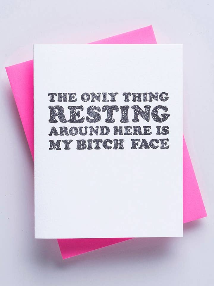 Grußkarte „Resting Bitch Face“, lustige Freundschafts-Grußkarte für den Großhandel von Richie Designs