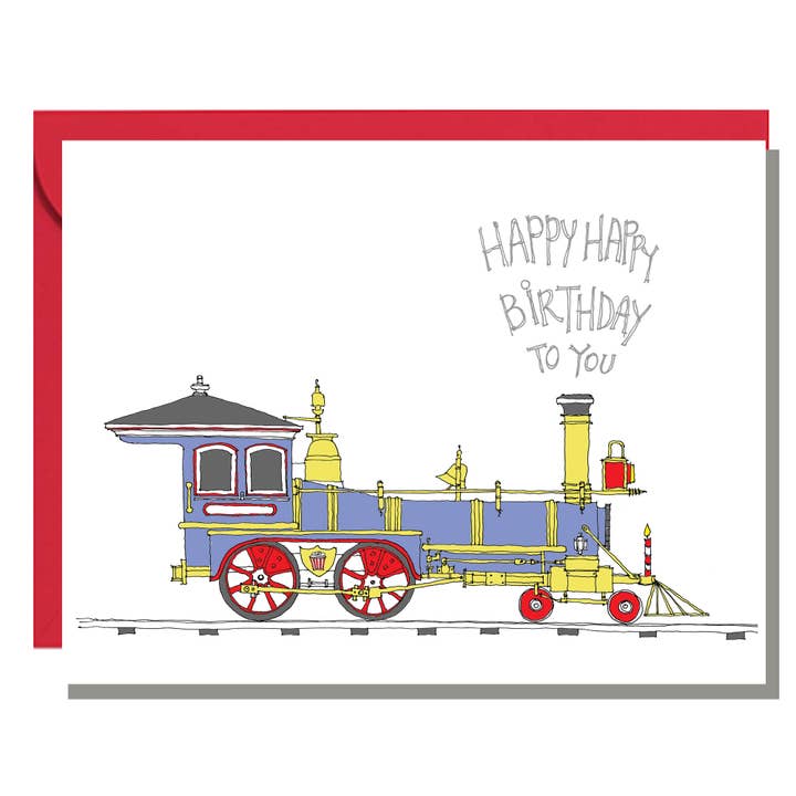Carte d'anniversaire Train pour la vente par Rachelink Cards & Illustrations