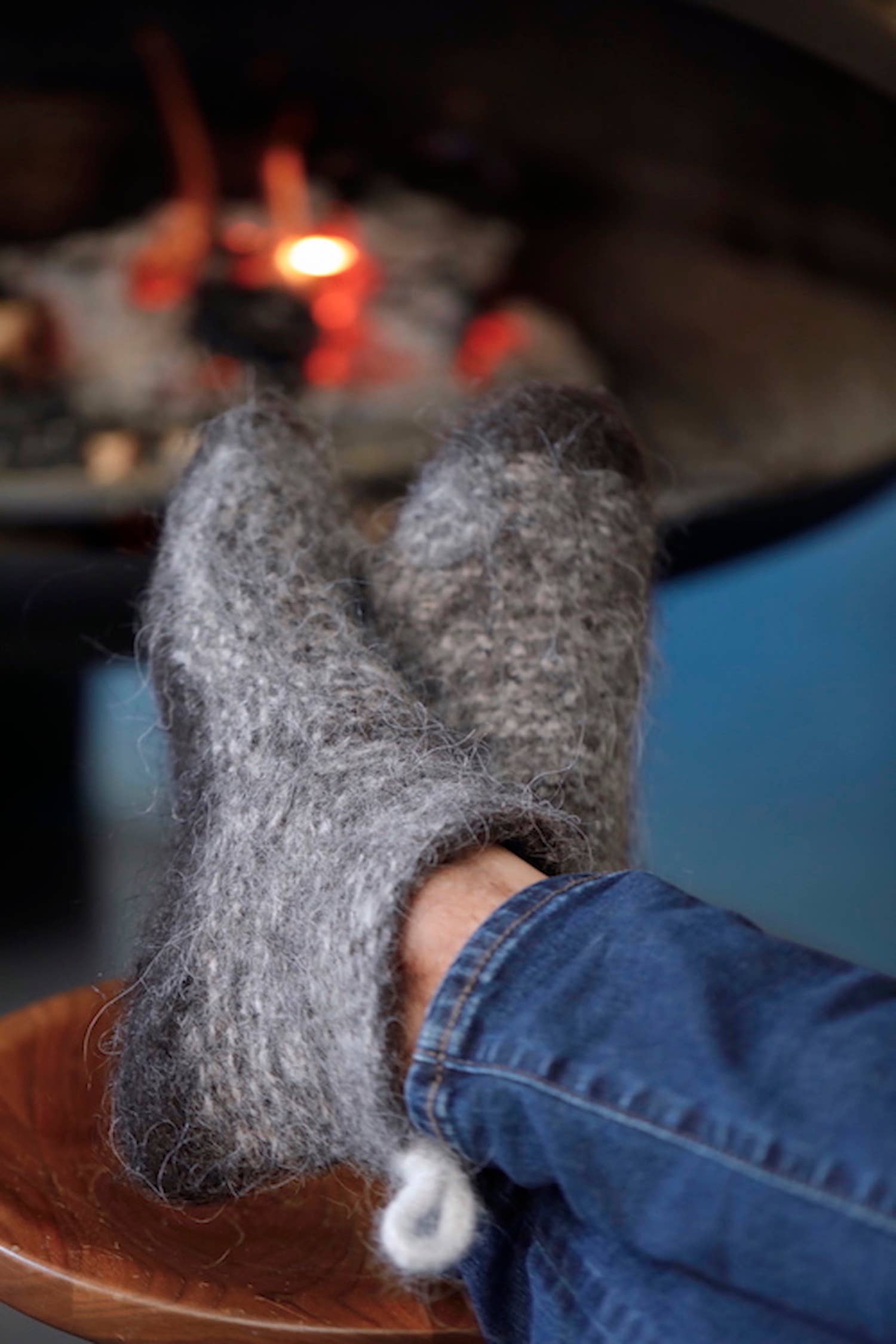 Marled Black Kosy Home Wool Slipper Socks - Nordic Attitude for wholesale on Faire2