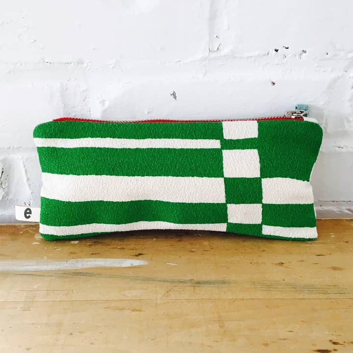 Erin Flett - Wholesale Pencil Case/Pouch - Kelly Green Bold Geo Flat Pencil Zipper Bag0