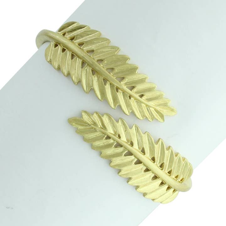 Gold Leaf Hinged Bracelet for wholesale by Takobia