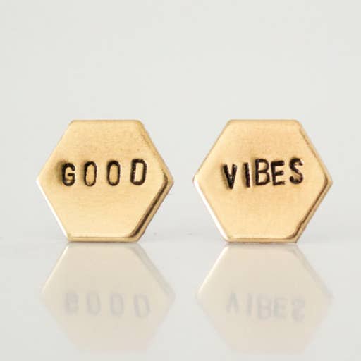 GOOD VIBES, goujons hexagonaux pour la vente par Grey Theory Mill