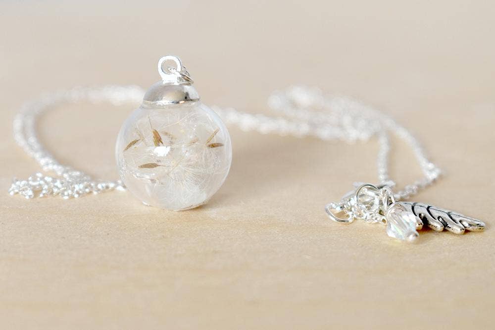 Enchanted Leaves - Wholesale Pendant/Charm Necklace - 24" Dandelion Wish Bubble Necklace (Small)5