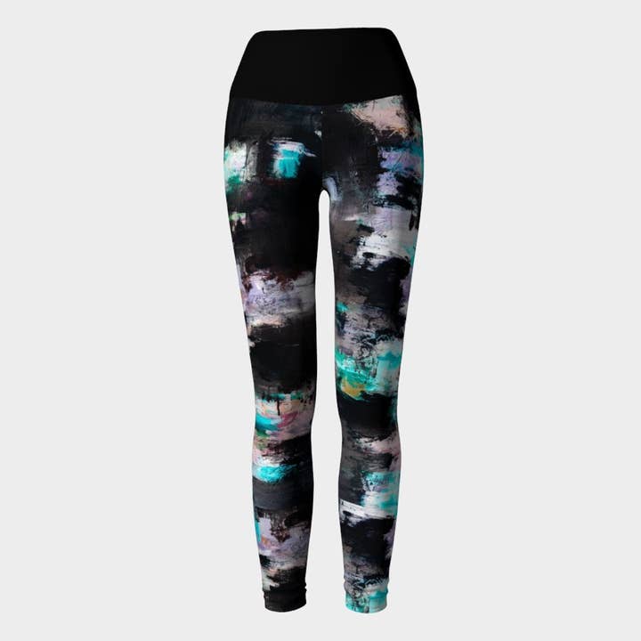 Black and Lilac Leggings for wholesale by EmBellish Active