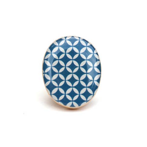 Navy Geometric Cocktail Ring for wholesale by Starlight Woods