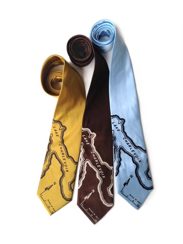 Cyberoptix Tie Lab – wholesale Necktie – Men’s – Lake Charlevoix Map Necktie, Microfiber.1