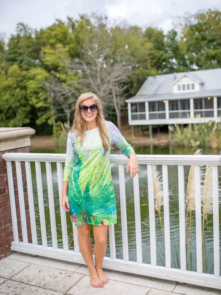 Muted Palm Dock Dress for wholesale by ZAGS