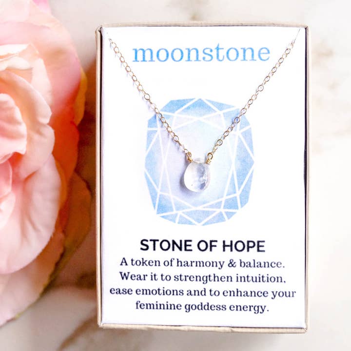 Sterling Silver Moonstone Necklace for wholesale by Wander + Lust Jewelry