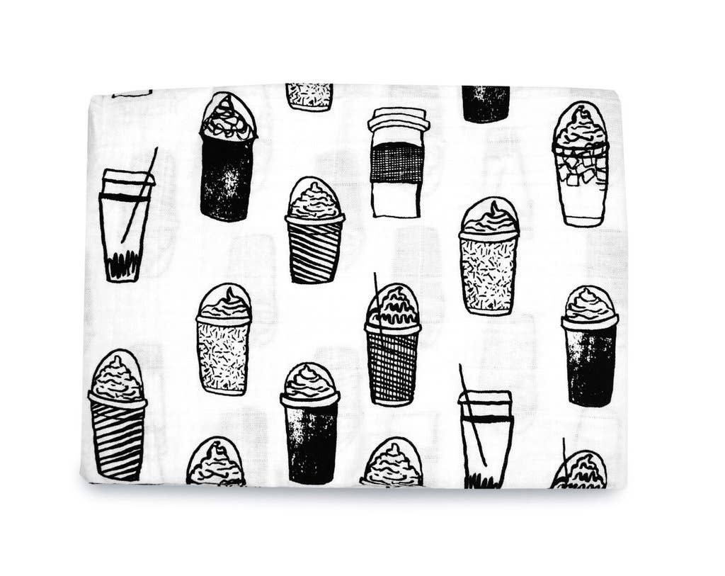 Modern Burlap - Wholesale Swaddle - Baby - Organic Swaddle Blanket- Coffee Love2