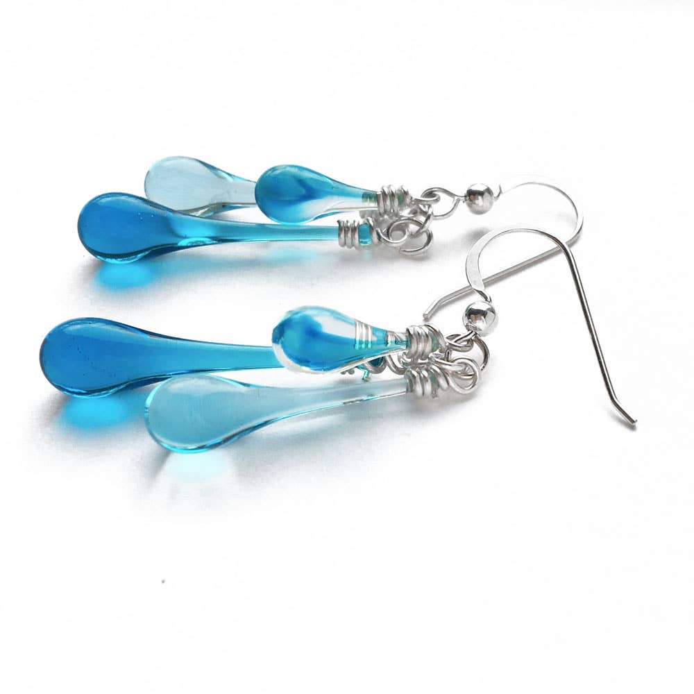 Sundrop Jewelry - Wholesale Dangle Earrings - Trio Colorful Glass Teardrop Earrings0