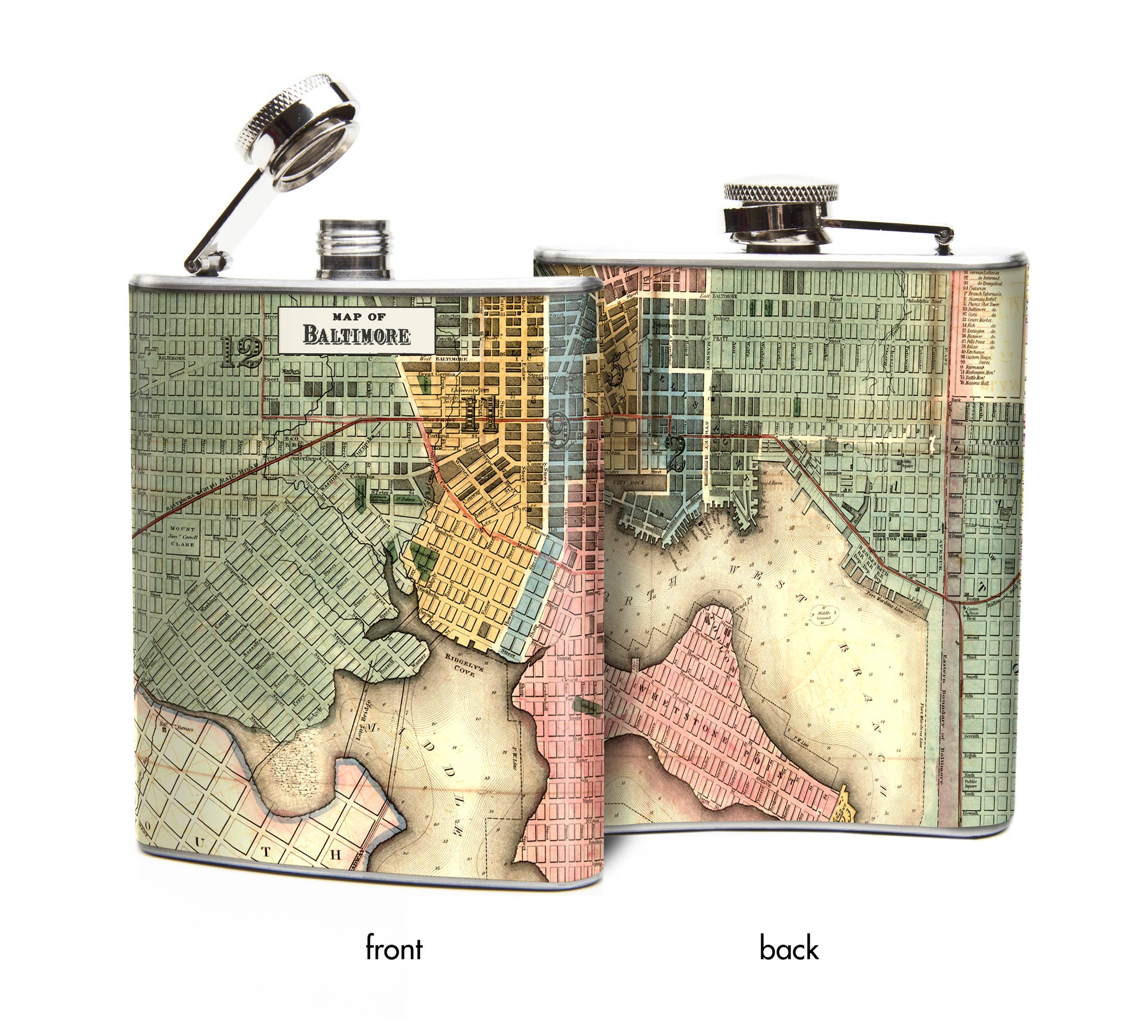 REMOVED BRAND - Wholesale Flask - Baltimore Maryland Vintage Map Flask1