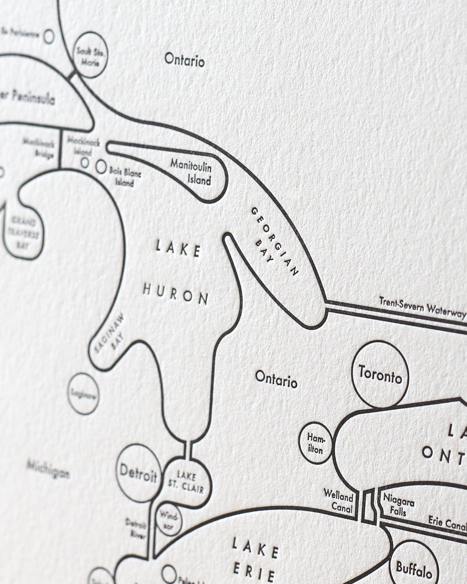 Archie's Press – Großhandel Karten – 29.5 „x 11" Kartendruck der Großen Seen1