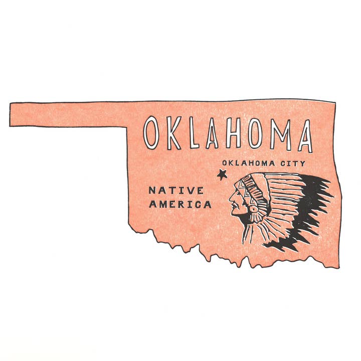 Oklahoma State Print: Nativo America per la vendita all'ingrosso da parte di Power and Light Press