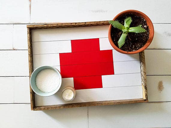 Infinite Abyss - Wholesale Decorative Tray - White and Red Swiss Cross Tray0