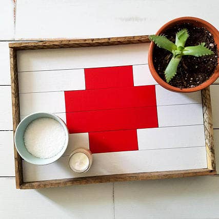 Infinite Abyss - Wholesale Decorative Tray - White and Red Swiss Cross Tray