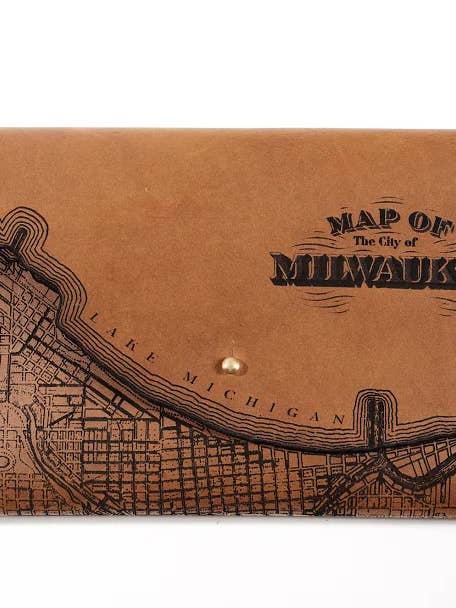 Milwaukee Map Clutch for wholesale by Tactile Craftworks
