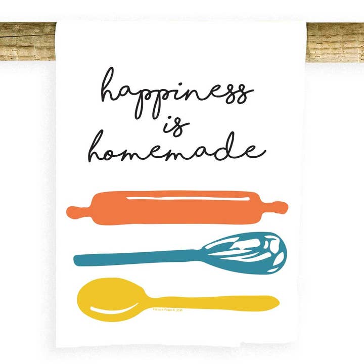 Happiness is Homemade Towel for wholesale by Potluck Press
