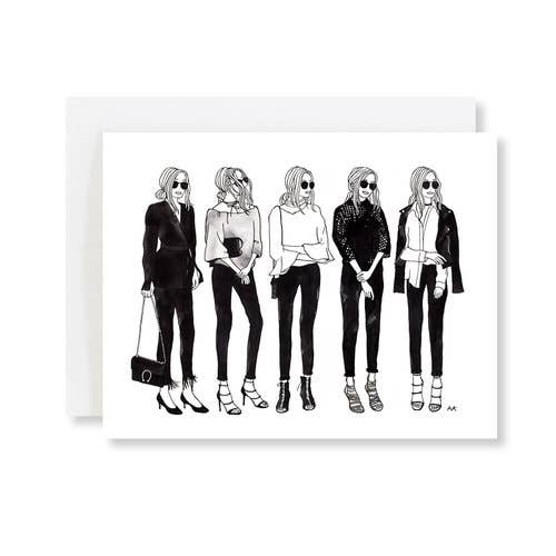 akrDesignStudio - Wholesale Everyday Greeting Card - Fashion Illustration Girls A2 folded Blank Card