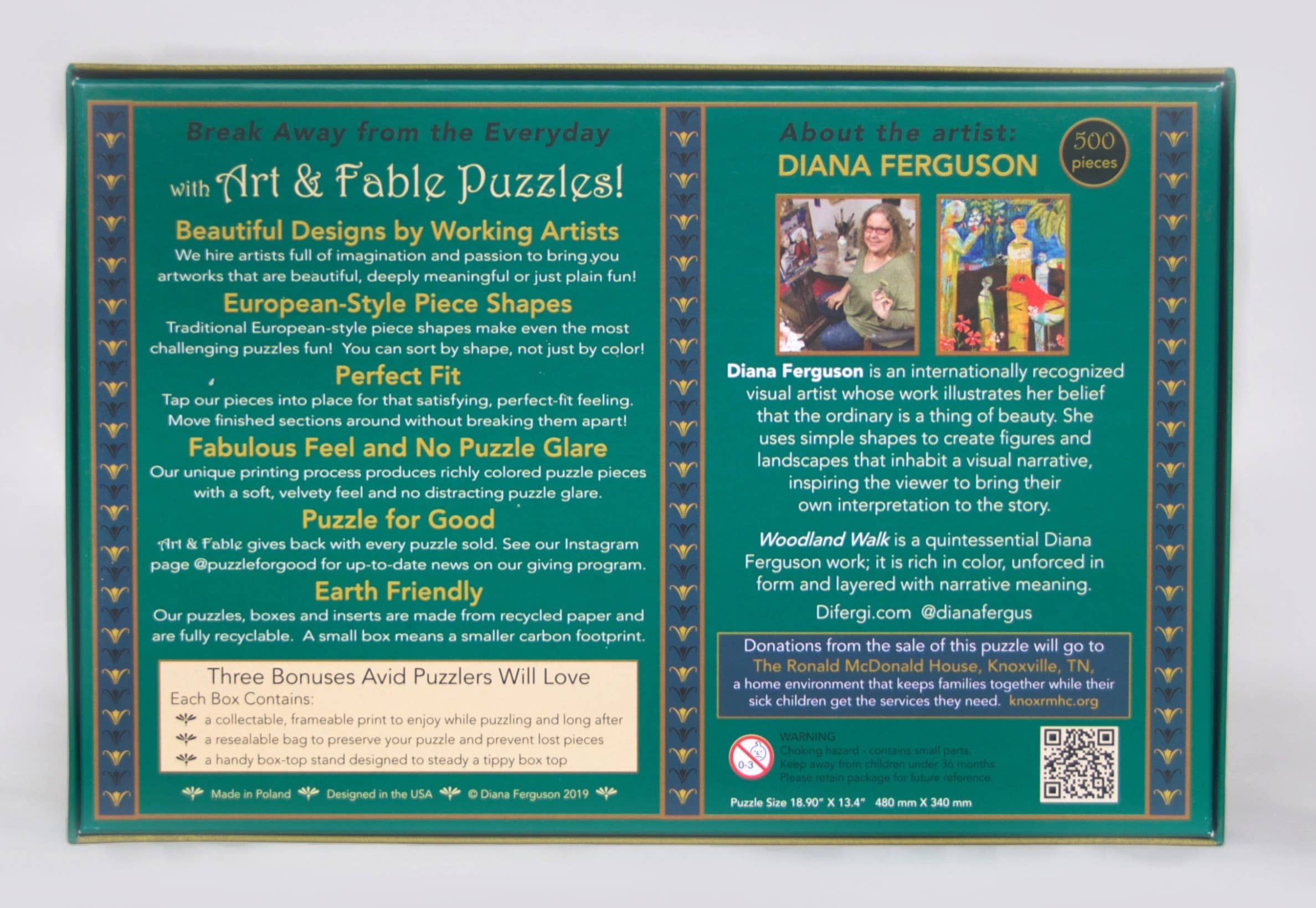 Art & Fable Puzzle Company, LLC – wholesale Puzzle – Adult – Woodland Walk; 500-Piece Velvet-Touch Jigsaw Puzzle5