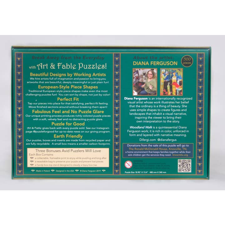 Art & Fable Puzzle Company, LLC – wholesale Puzzle – Adult – Woodland Walk; 500-Piece Velvet-Touch Jigsaw Puzzle5