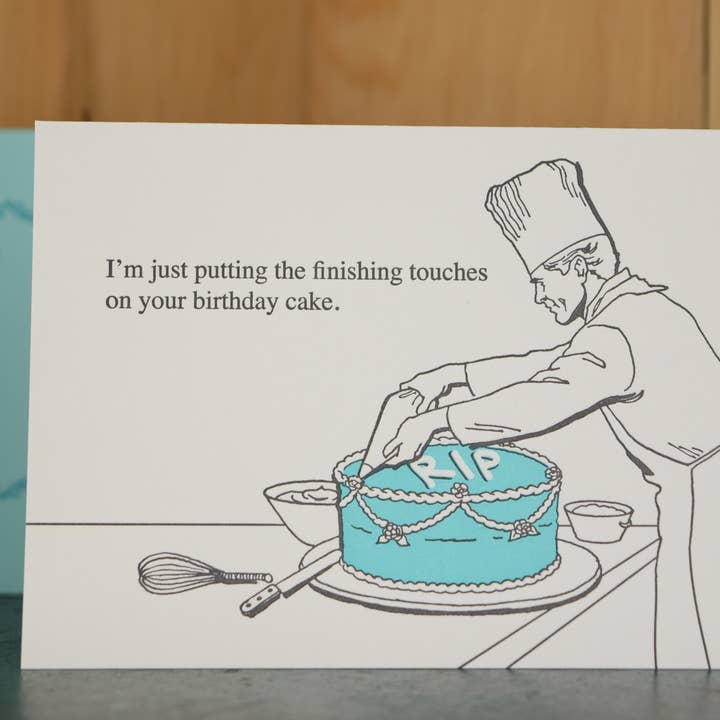 RIP Cake Card for wholesale by Oddball Press LLC