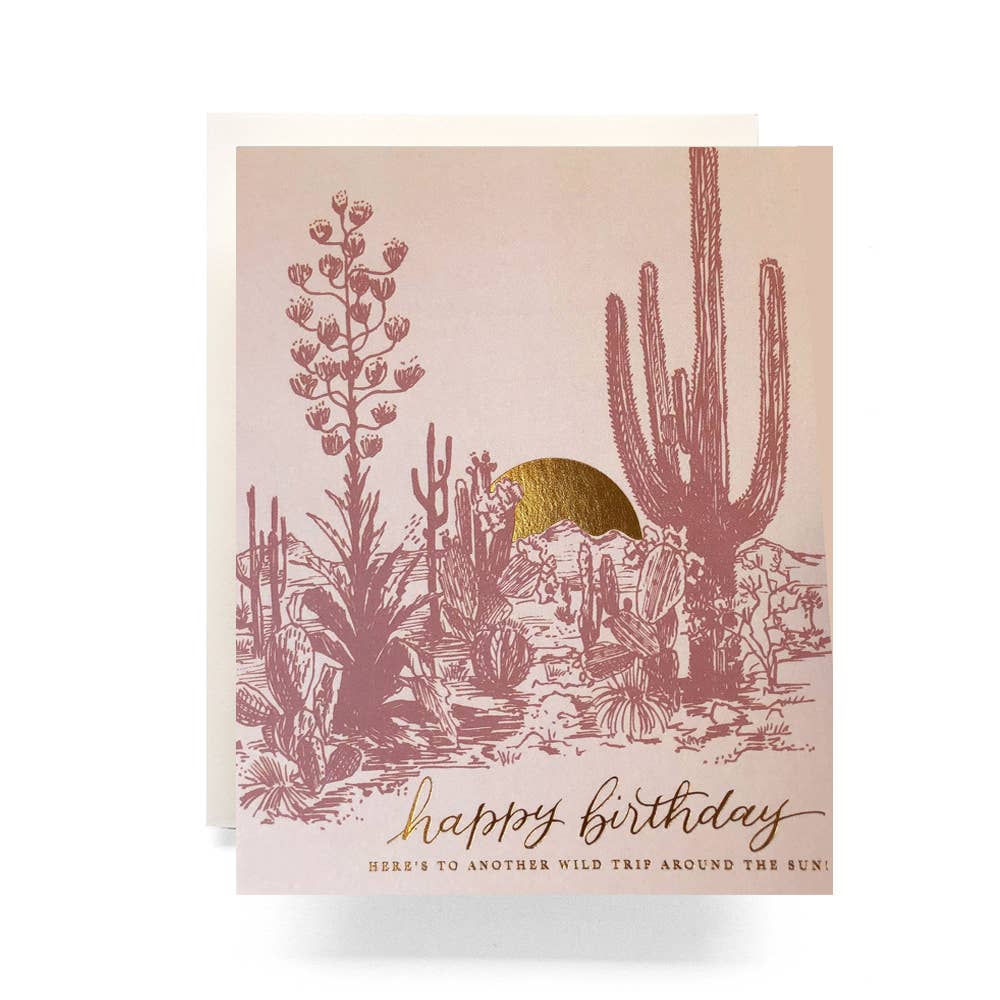 Antiquaria - Wholesale Birthday Card - Cactus Sunset Birthday Greeting Card