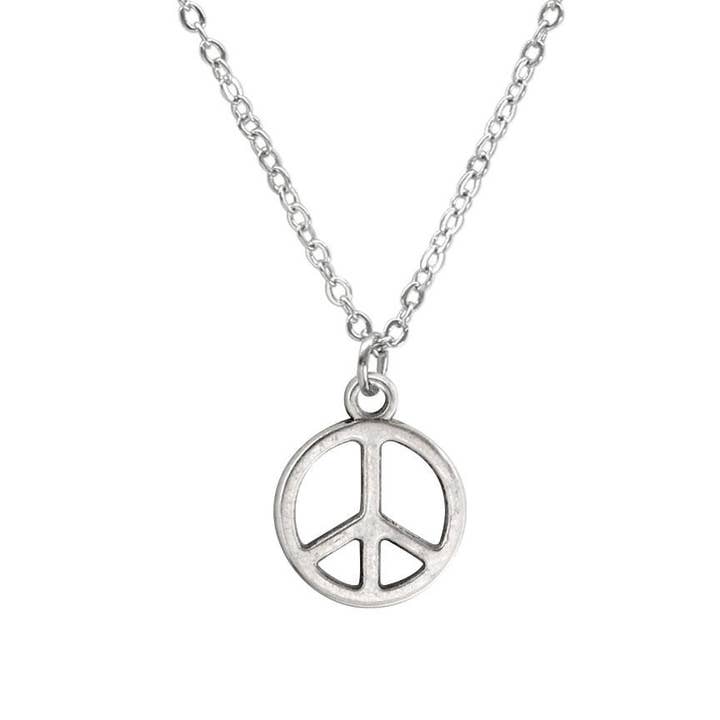 Peace Necklace, Silver Peace Charm Pendant for wholesale by O Yeah Gifts
