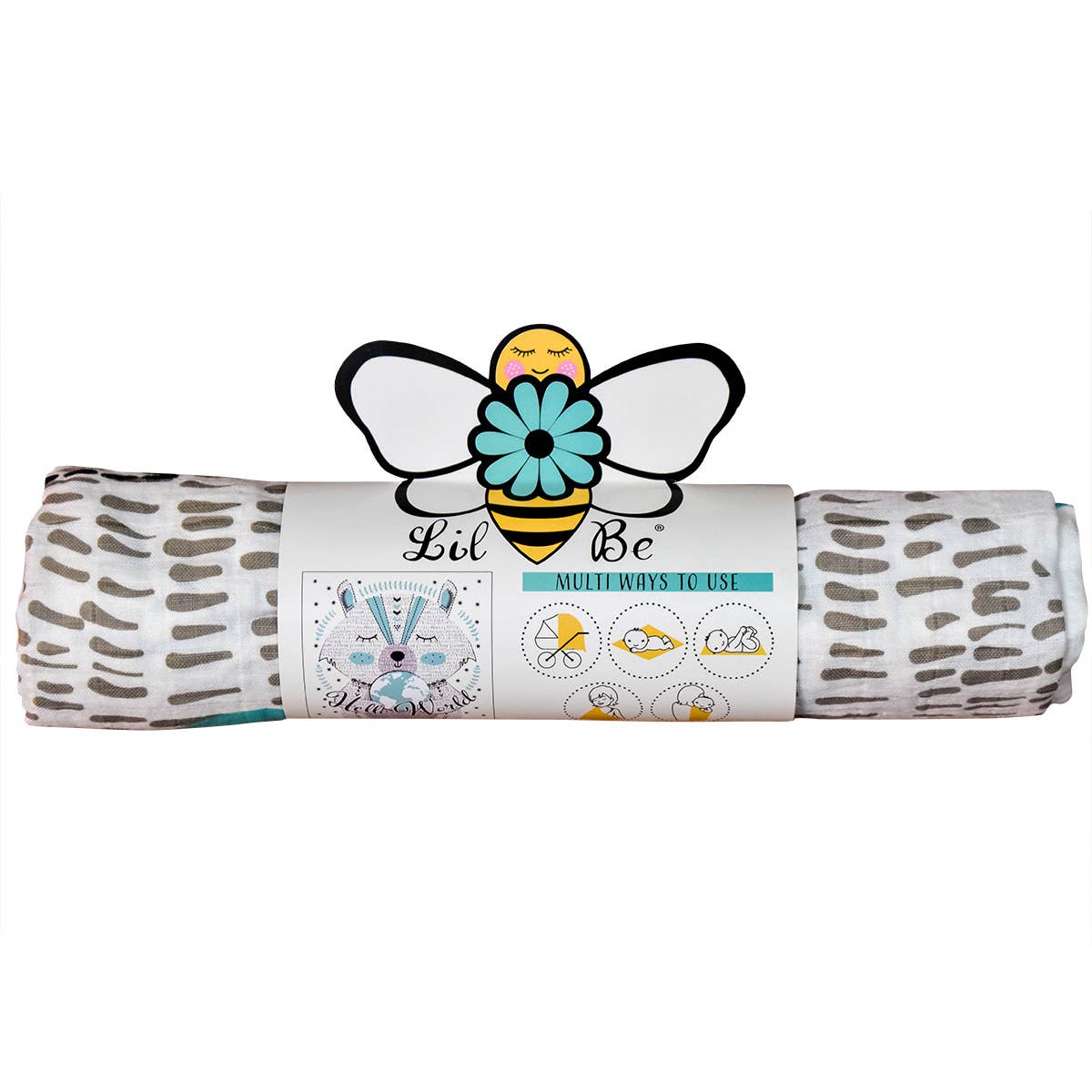 Lil Be - Wholesale Swaddle - Baby - Organic Swaddle Hello World2