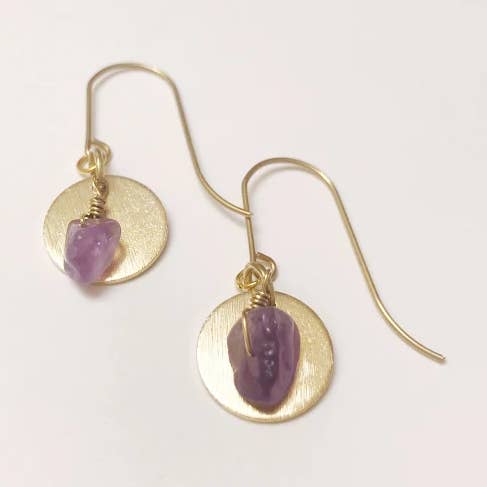 Boucles d'oreilles pleine lune - Améthyste pour la vente par Sophia Louiz