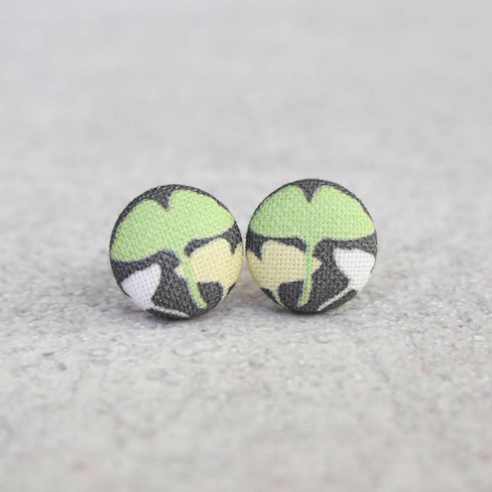 Rachel O's - Wholesale Stud/Post Earrings - Leaves Fabric Button Earrings