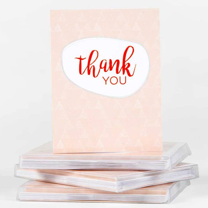 Thank You Pink Triángulos en caja Notas para venta al por mayor de Potluck Press