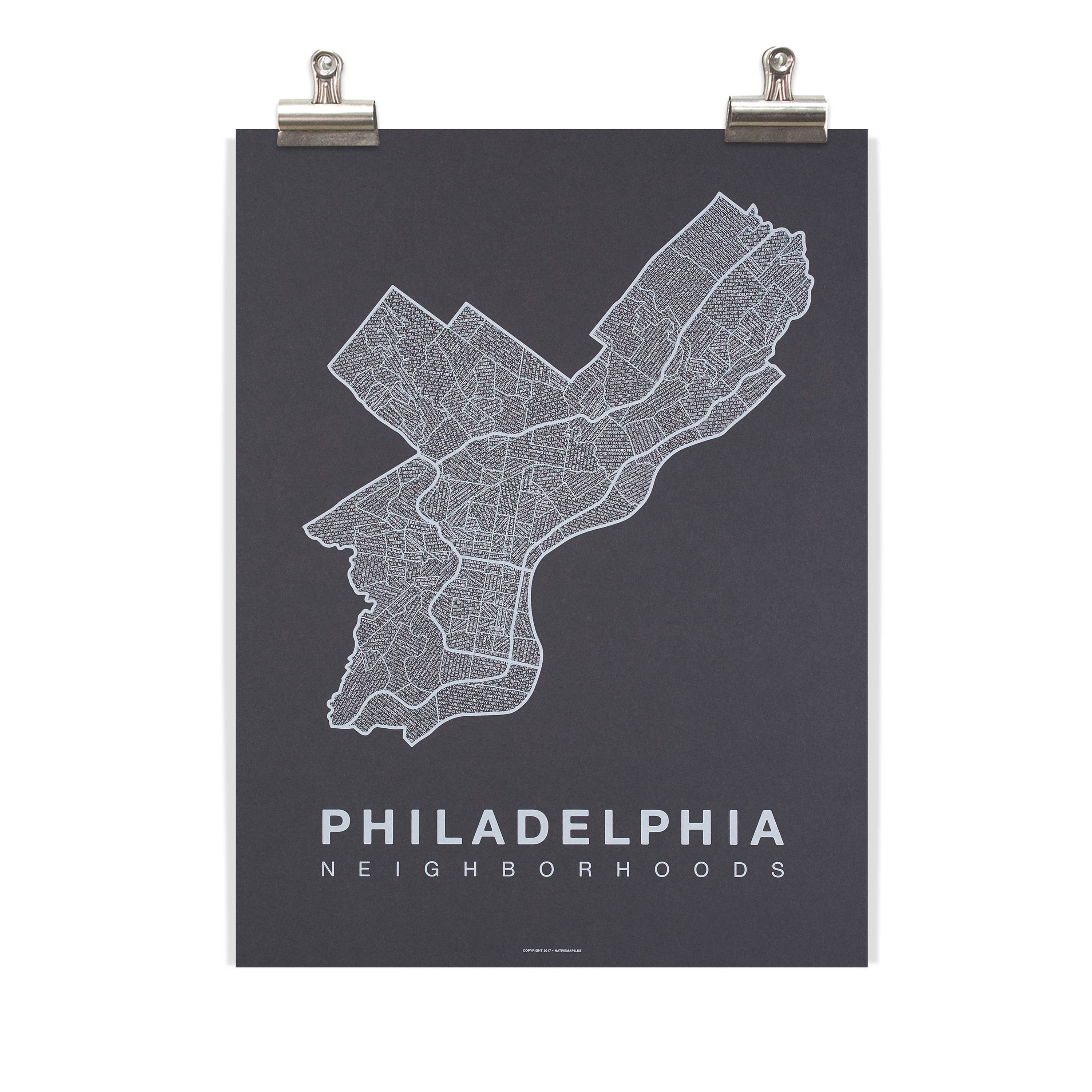 Native Maps - Vente Poster - Affiche de la carte de la ville du quartier de Philadelphie, en Pennsylvanie1