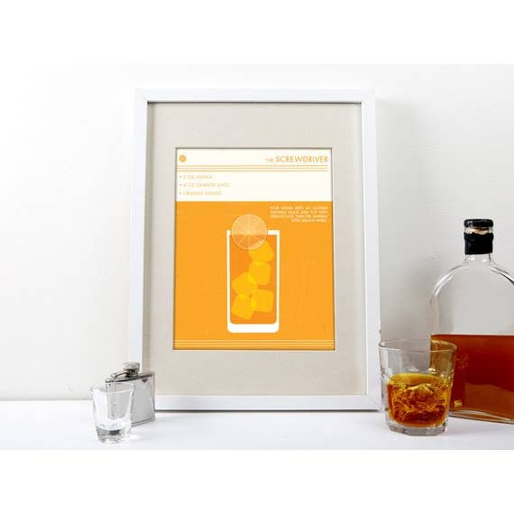 11” x 14” Screwdriver Cocktail Art Print for wholesale by The National Anthem