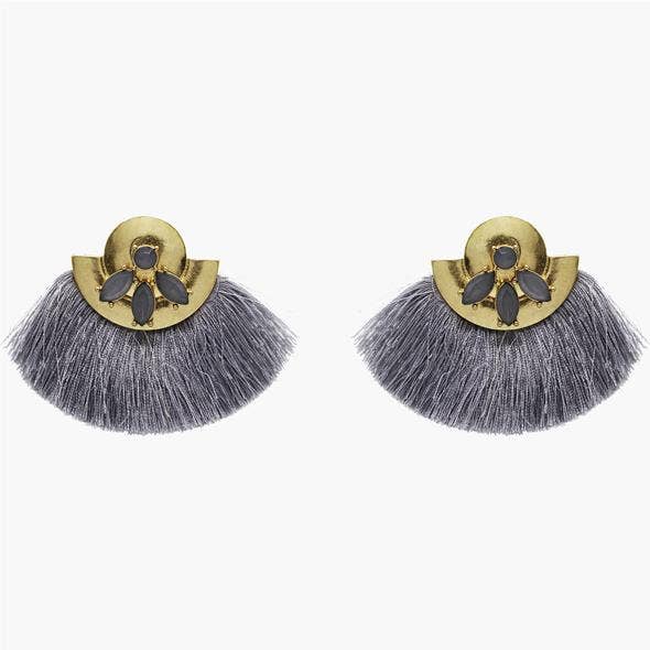 Gray Roman Earrings With Crystals for wholesale by Mia Accessories