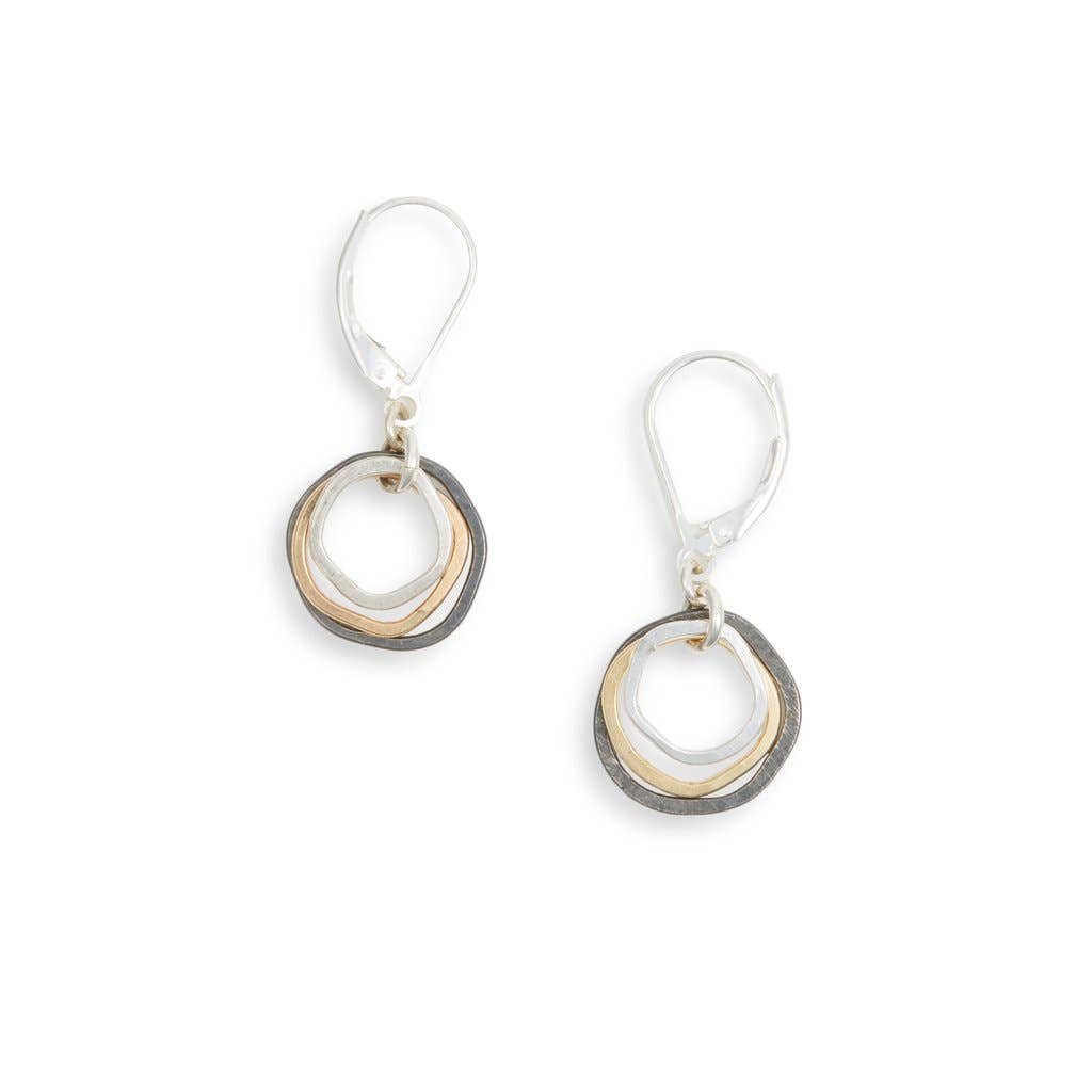 Freshie & Zero - Wholesale Dangle Earrings - Mixed Metals Mini Caldera Earrings hammered dainty circles