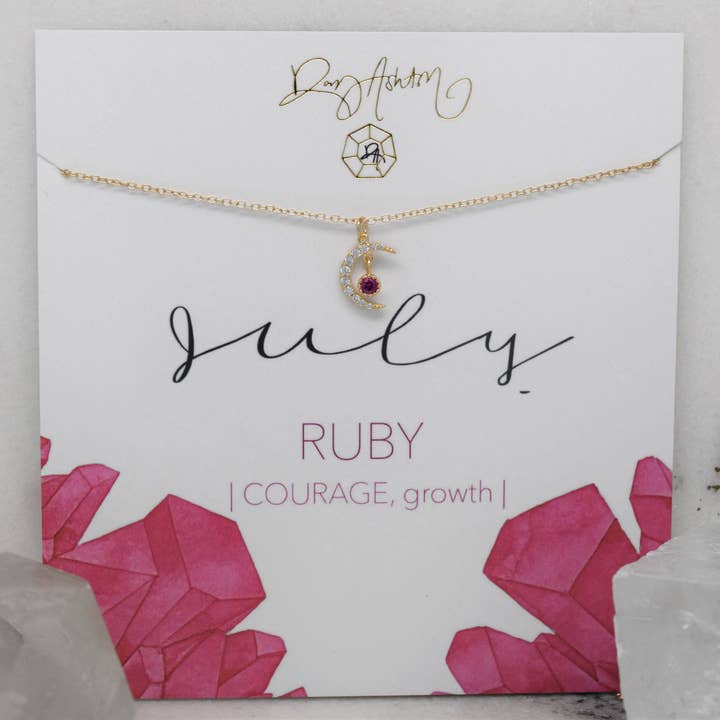 Ruby Crescent Necklace - July for wholesale by Rory Ashton Jewelry