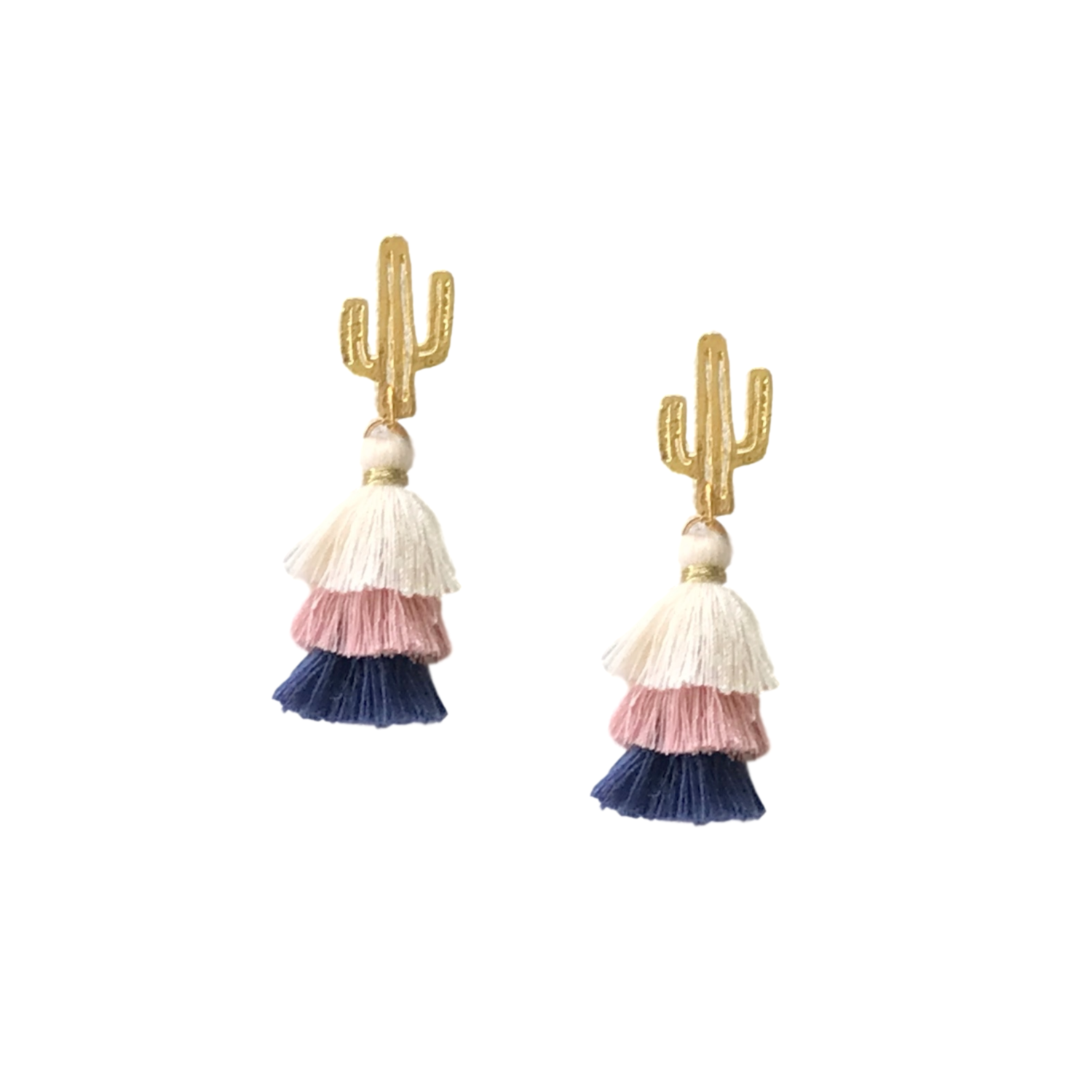 The Sleepy Cottage - Wholesale Tassel Earrings - Mini Saguaro Cactus Layered Tassel Earrings0