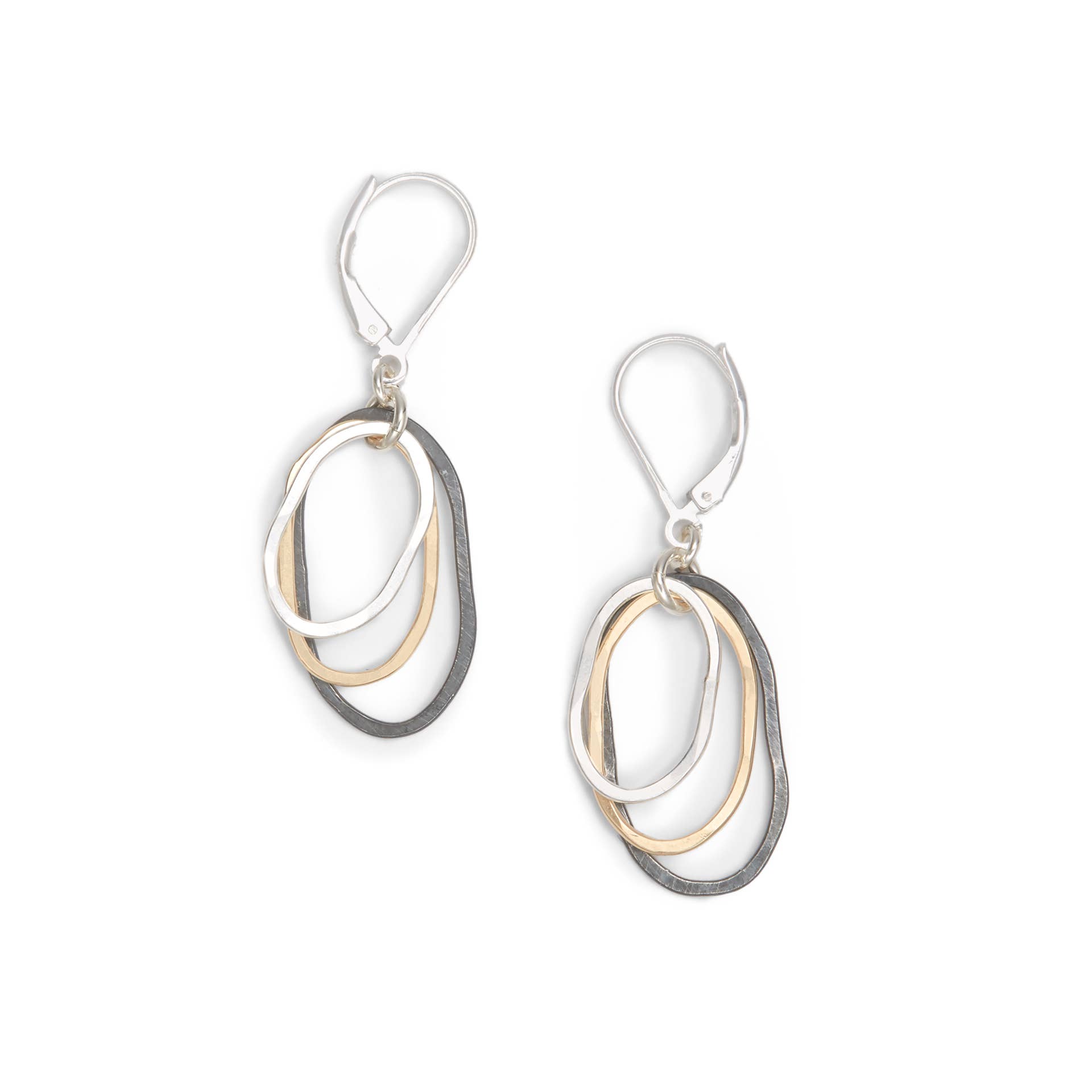 Freshie & Zero - Wholesale Dangle Earrings - Mixed Flame Earrings Hammered Handmade Sterling Gold Black