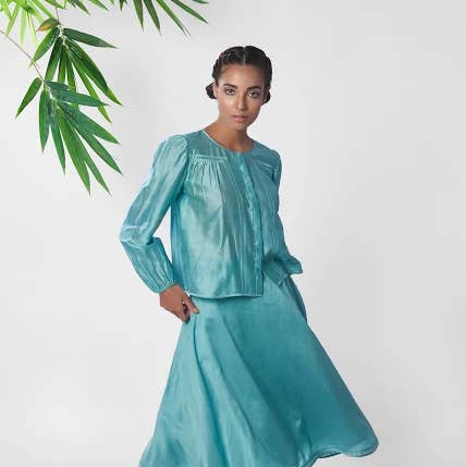 Green Blouse Top for wholesale by Clothcrafte