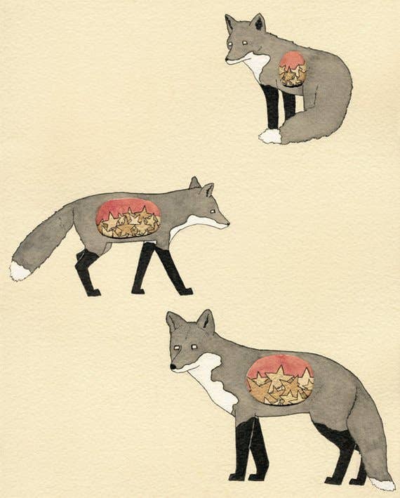 Sadly Harmless Illustration - Wholesale Art Print - "Collections" -Fox Print0