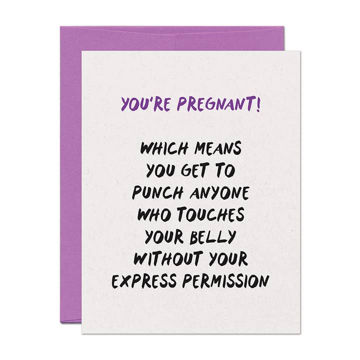 Carte de félicitations pour nouveaux parents : Coup de poing enceinte bébé pour la vente par Warren Tales