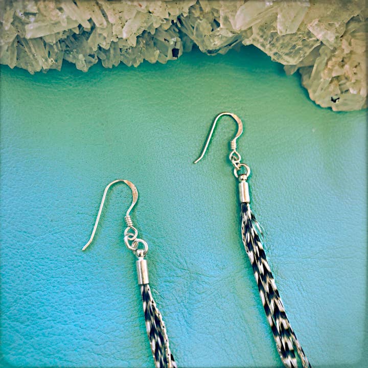 ASTALI – wholesale Tassel earrings – Mini Feather Earrings - Grizzly/Silver, Boho Western Earring6