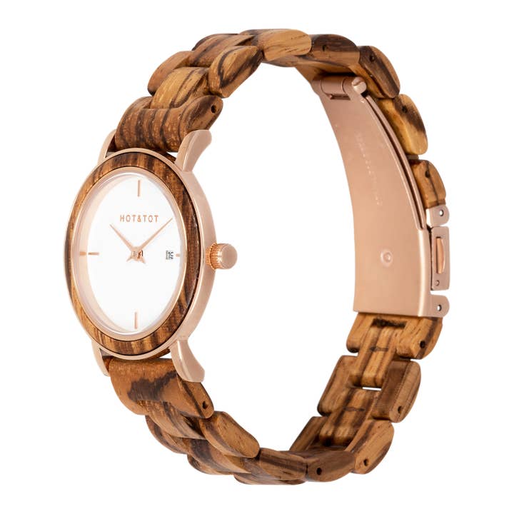 HOT&TOT - Wholesale Wrist Watch - Women's - EOS | Wood watch for women | Sustainable | Rose gold steel