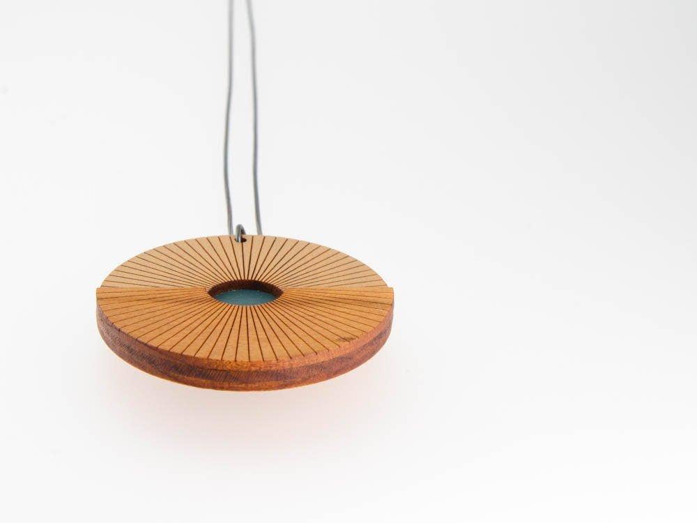 Bird of Virtue - Wholesale Pendant/Charm Necklace - Sunrise Necklace | Radiating lines long wood pendant2