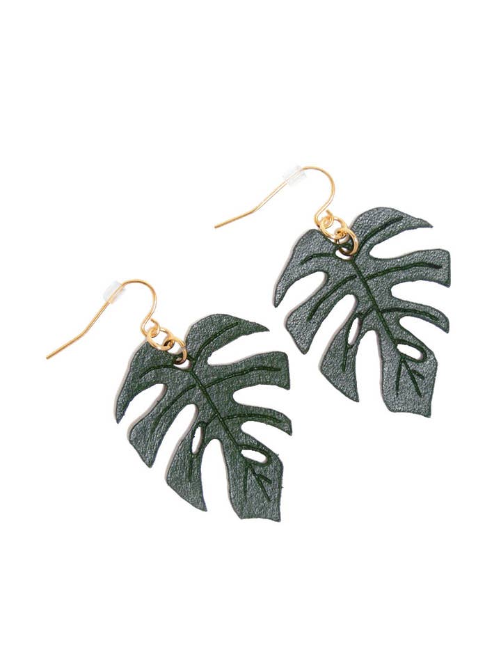 Mini Monstera Leaf Earrings for wholesale by Stitch & Shutter
