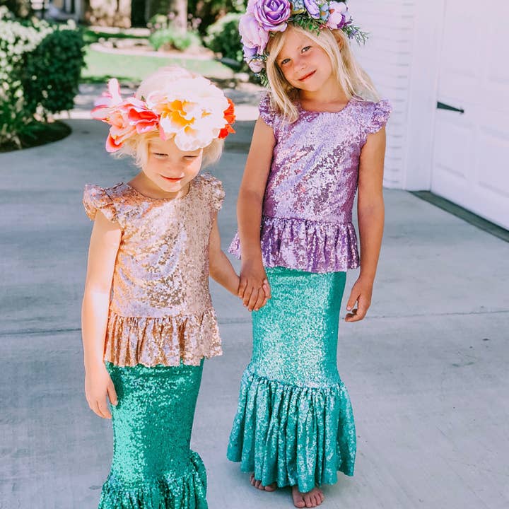 Carken Design – Großhandel Rock – Kinder – Minze Pailletten Meerjungfrau Rock2