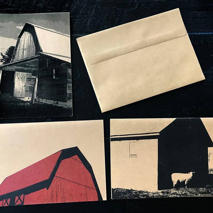 Barns Assorted Set of 3 Note Cards for wholesale by noteify