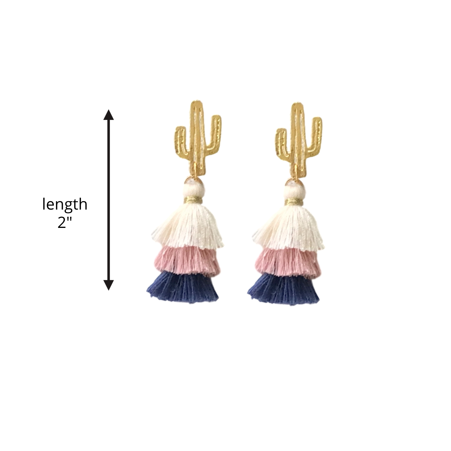The Sleepy Cottage - Wholesale Tassel Earrings - Mini Saguaro Cactus Layered Tassel Earrings2