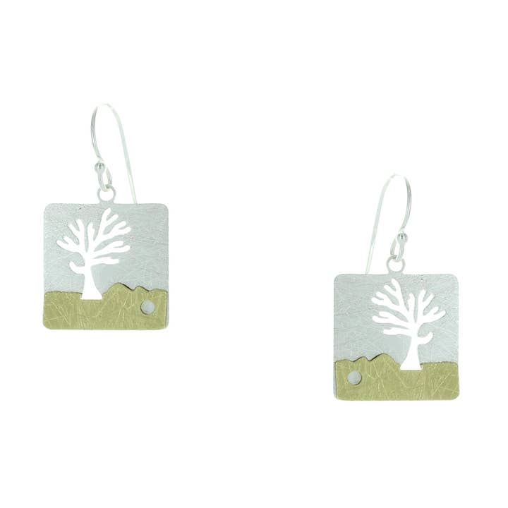 Two Tone Tree Cutout Earrings for wholesale by Takobia